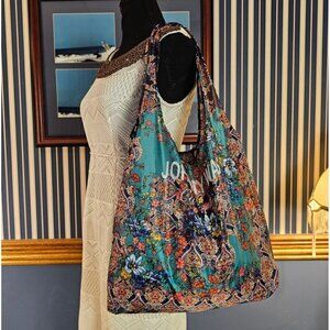 JOHNNY WAS Travel Beach Pool Multicolor Floral Print Lightweight Foldable Tote